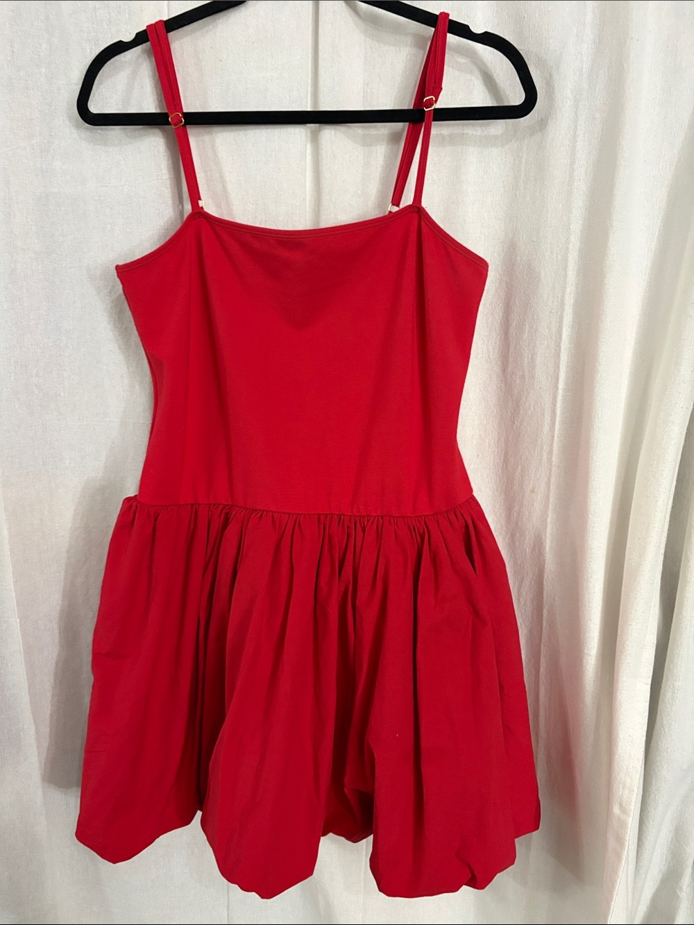 Anthropologie Daily Practice Flame Scarlet Bubble Twofer Mini Dress sz Large